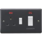 Knightsbridge Part M 45A 2-Gang DP Cooker Switch & 13A DP Switched Socket Anthracite with Neon