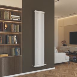 Azur 1800mm x 380mm 3607BTU White Vertical 2 Column Radiator
