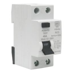 MK Sentry H5640S 40A 30mA 2-Pole A Curve  RCD