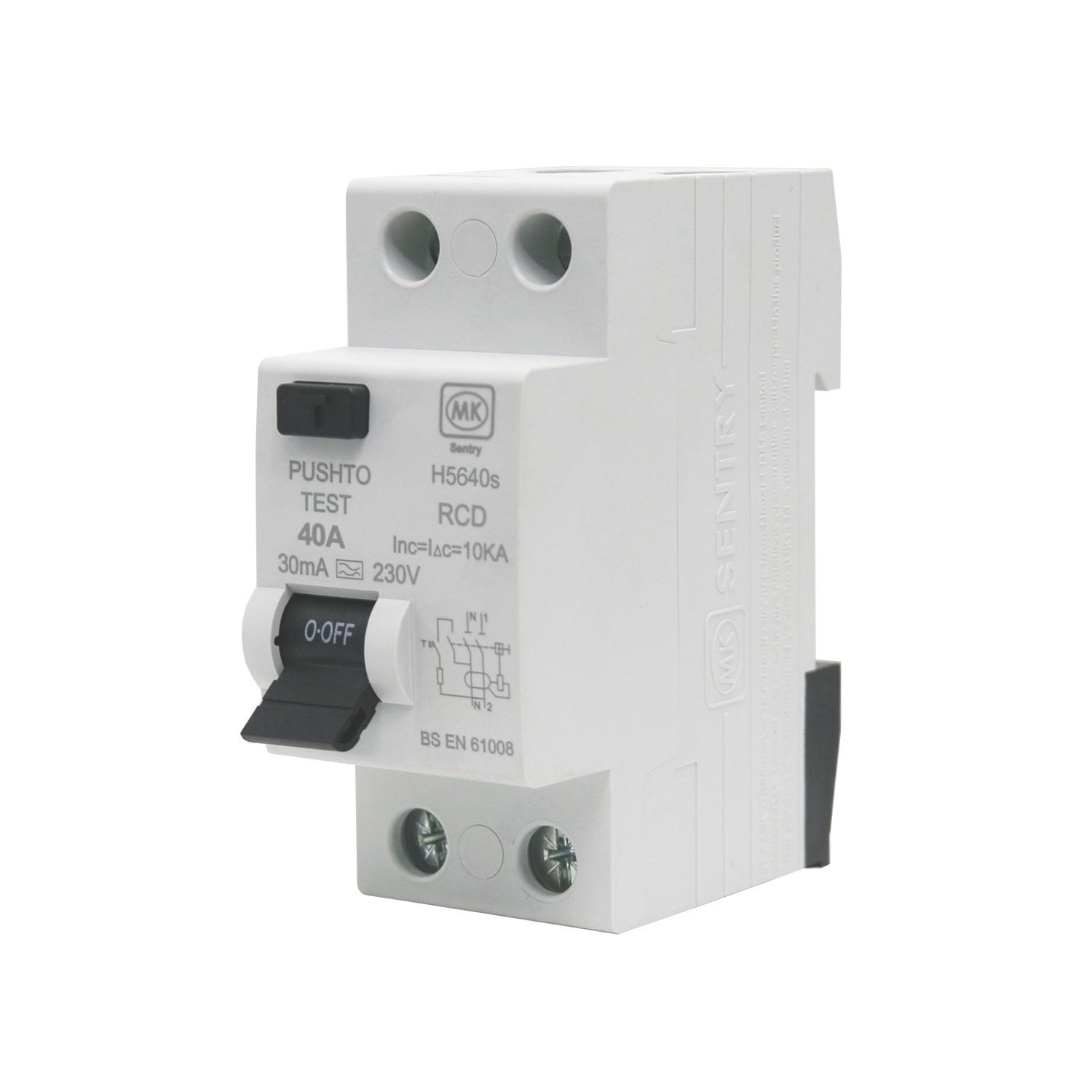 MK Sentry H5640S 40A 30mA 2-Pole A Curve RCD (923YW)