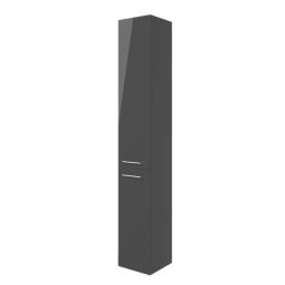 Ohio Tall Floor-Standing Bathroom Storage Unit Dark Grey Gloss 350mm x 348mm x 1900mm