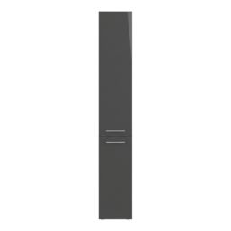 Ohio Tall Floor-Standing Bathroom Storage Unit Dark Grey Gloss 350mm x 348mm x 1900mm