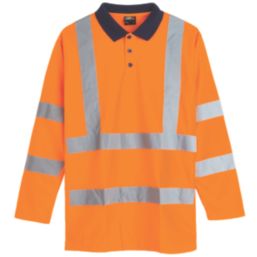 Pro RTX High Visibilty  Long Sleeve Polo Shirt Orange Large 44" Chest
