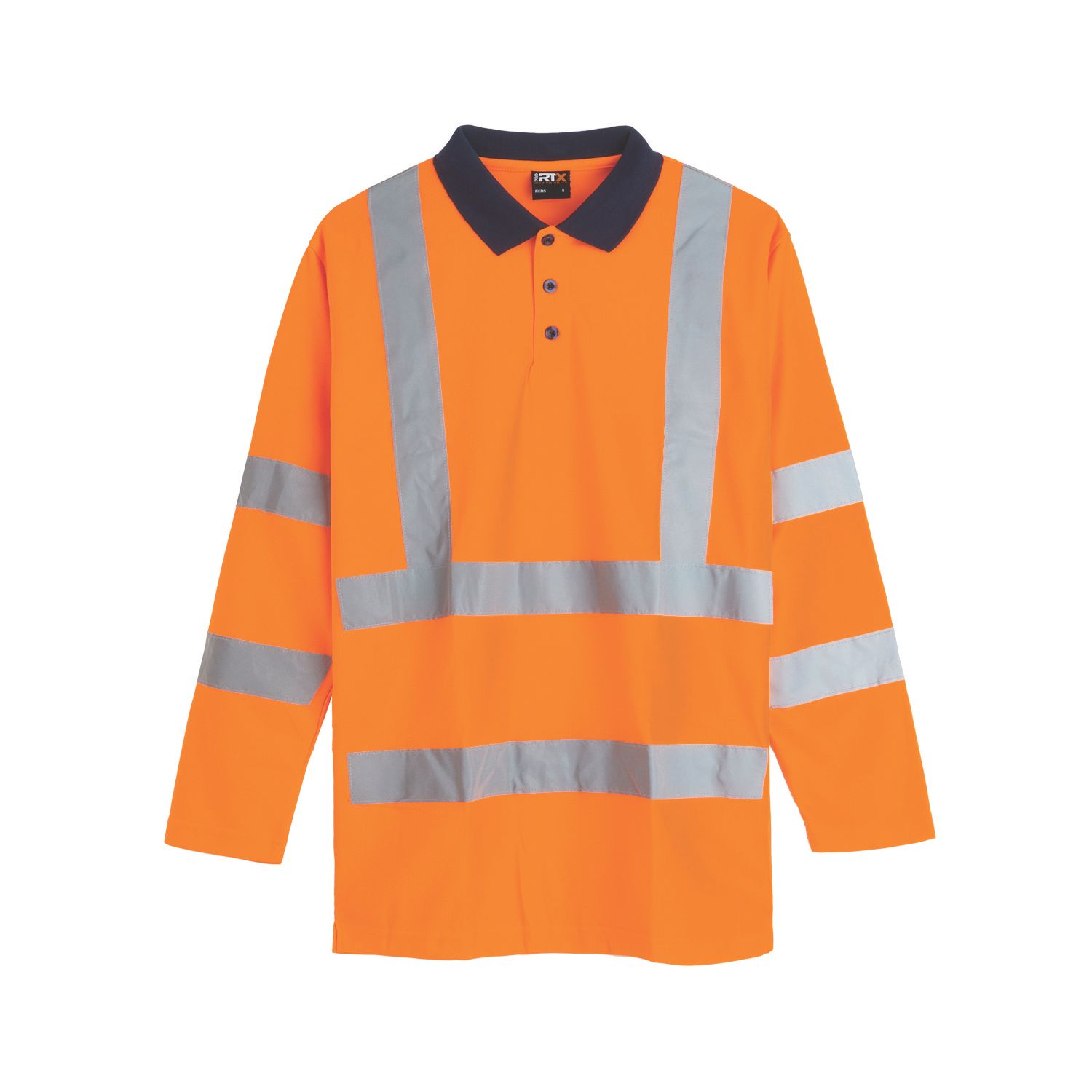 Pro RTX High Visibilty Long Sleeve Polo Shirt Orange Large 44" Chest (924AL)