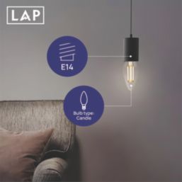 LAP  E14 Candle LED Light Bulb Clear 470lm 2.9W 4 Pack