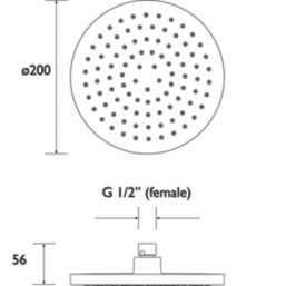 Bristan Round Fixed Shower Head Chrome-Plated 200mm