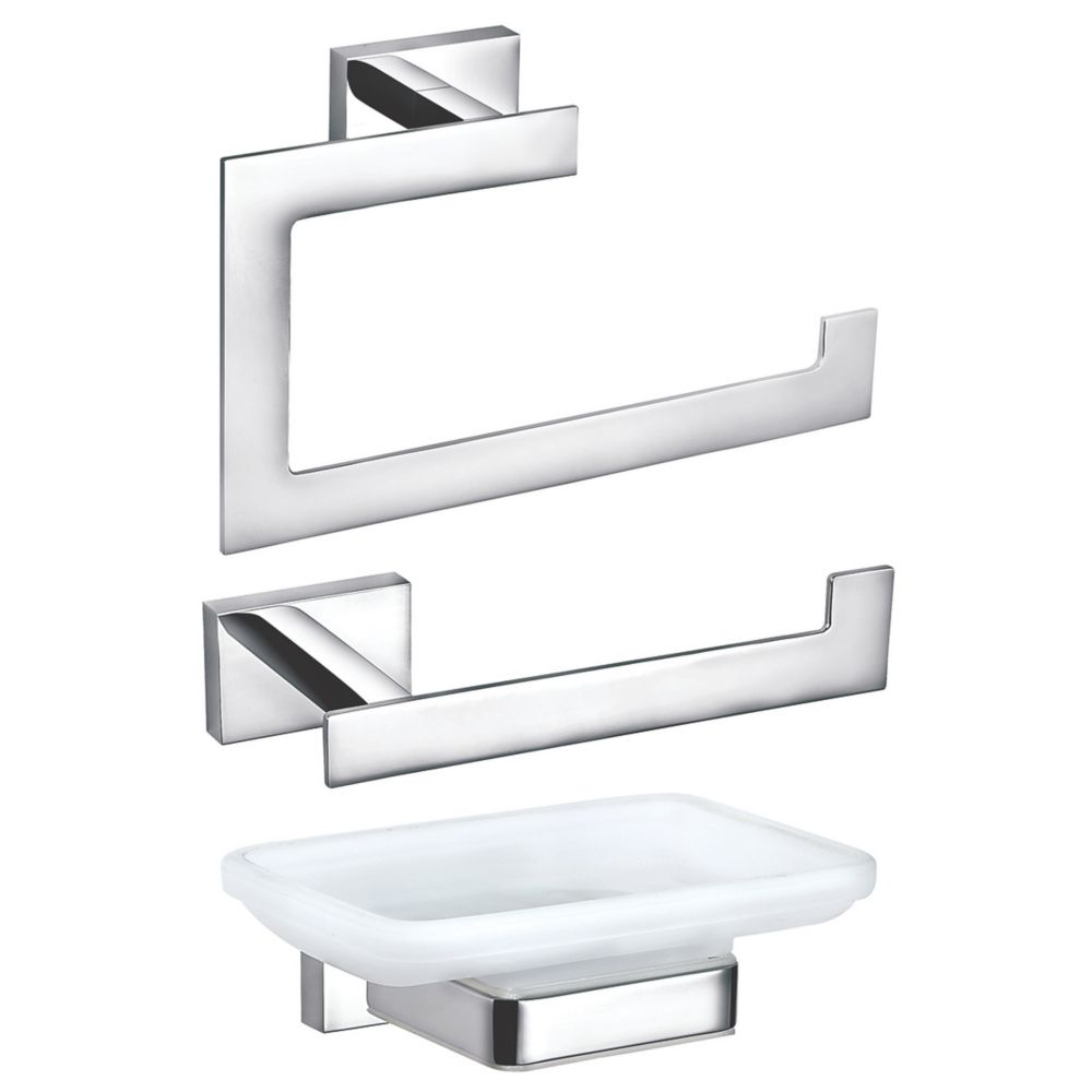 Aqualux York Cloakroom 3 Piece Set | Bathroom Accessories | Screwfix.com
