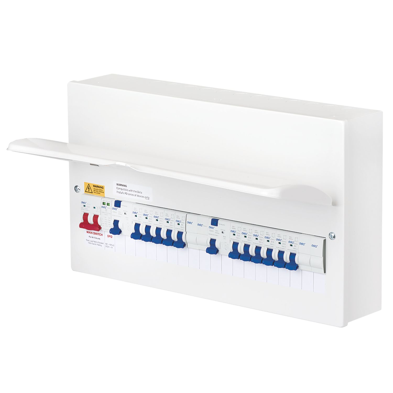 Deta 22-Module 11-Way Populated High Integrity Dual RCD Consumer Unit with SPD (924PV)