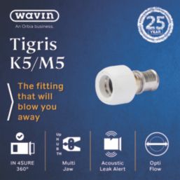 Wavin Tigris M5 Multi-Layer Composite Press-Fit Adapting Coupler to Hep2O 25mm x 28mm 10 Pack