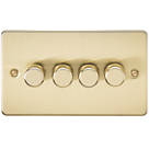 Knightsbridge FP2184BB 4-Gang 2-Way LED Dimmer Switch  Brushed Brass