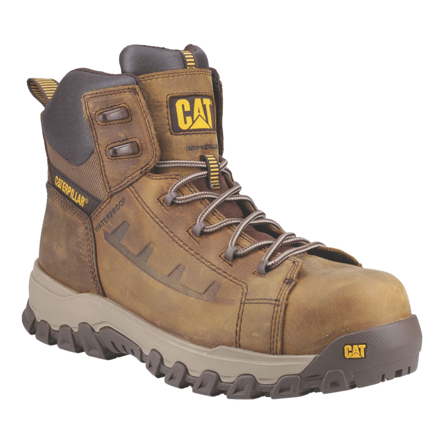 CAT Threshold Rebound Size 7 Brown Waterproof Safety Boots (924VU)