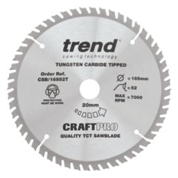 Trend CraftPo CSB/16552T Wood Thin Kerf Circular Saw Blade for Cordless Saws 165mm x 20mm 52T