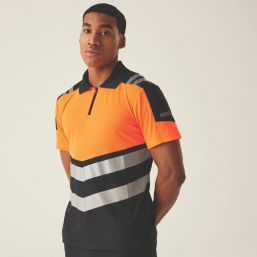 Regatta Hi-Vis X-Pro Polo Shirt Black/Orange Large 42" Chest