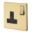 Crabtree Platinum 13A 1-Gang DP Switched Plug Socket Polished Brass  with Black Inserts