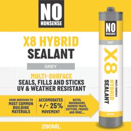 No Nonsense X8 Hybrid Sealant & Adhesive Grey 290ml