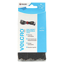 Velcro Brand One-Wrap Black Reusable Ties 200mm x 12mm 6 Pack