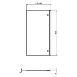 Ideal Standard i.life Frameless Silver Hinged Bath Screen Right-Handed 815-840mm x 1505mm