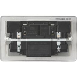 Knightsbridge  13A 2-Gang SP Switched Socket + 4.0A 20W 2-Outlet Type A & C USB Charger Brushed Chrome with Grey Inserts