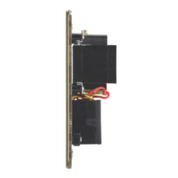 Contactum Lyric 2-Gang Dual Voltage Shaver Socket 115 - 230V Brushed Brass with Black Inserts