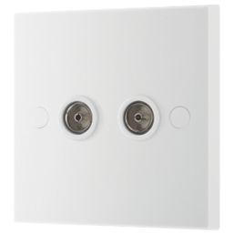 British General 900 Series 2-Gang Isolated Coaxial TV Socket White