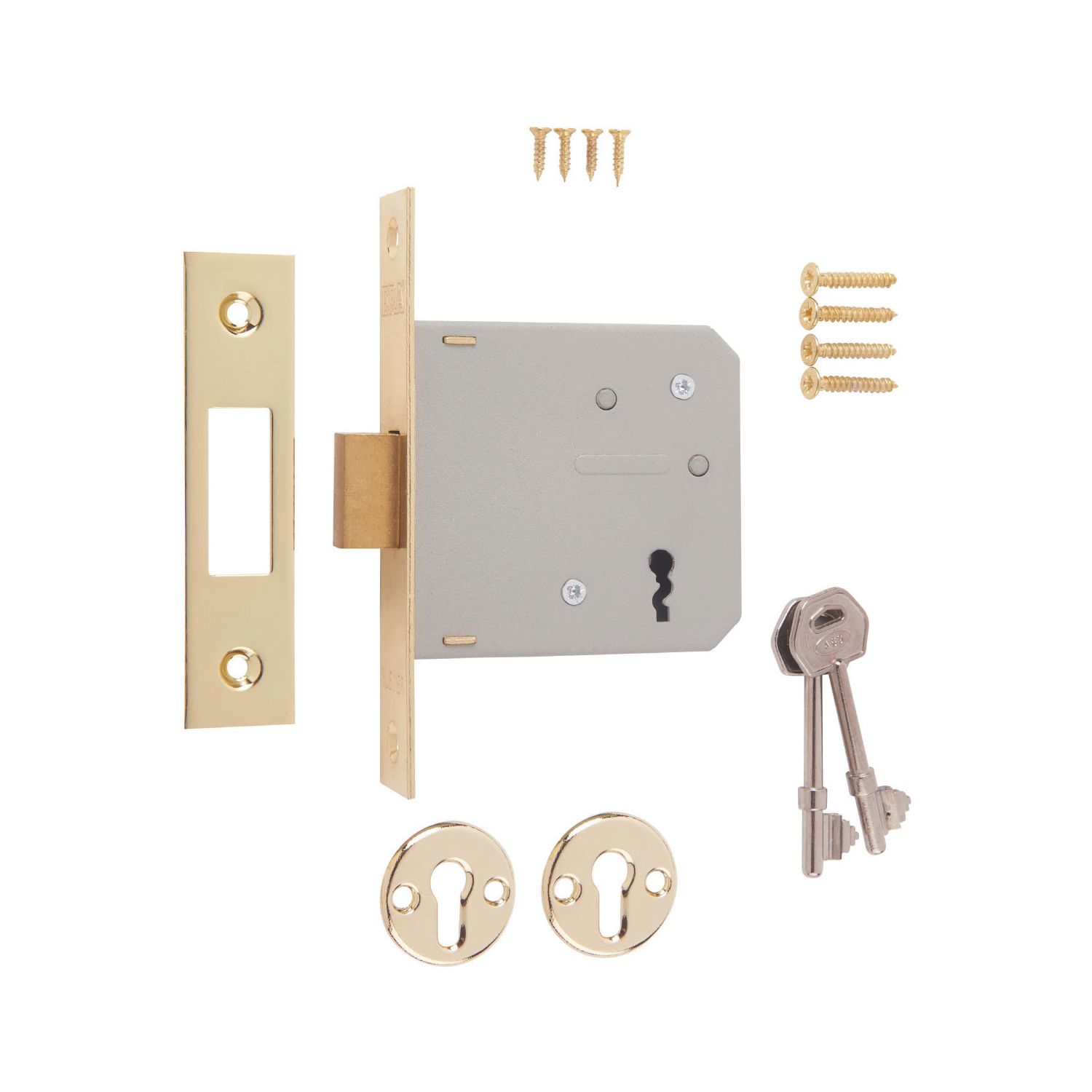 ERA 3 Lever Brass Mortice Deadlock 76mm Case - 56mm Backset (92626)