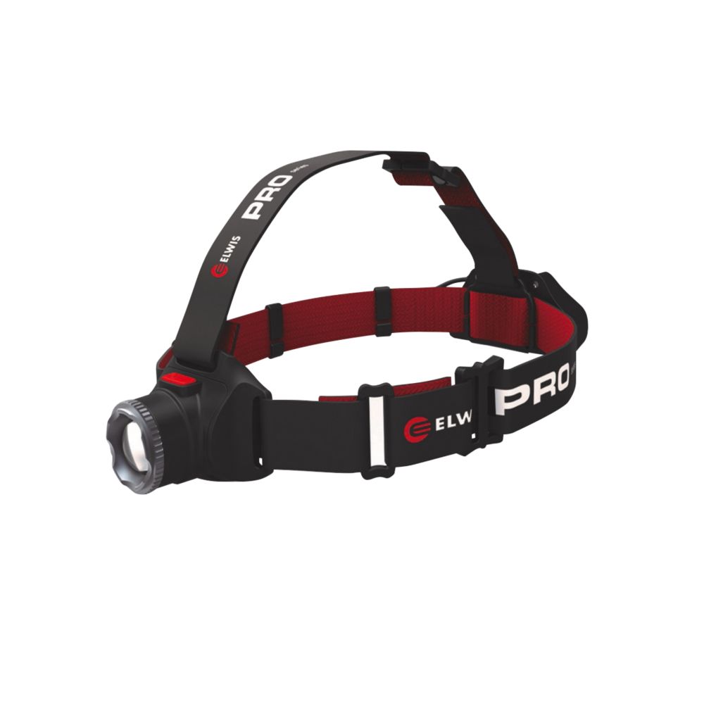 Elwis Rechargeable LED Head Torch Black & Red 420lm Screwfix