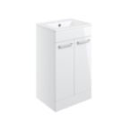 Ohio 2-Door Bathroom Vanity Unit with Ceramic Basin Gloss White 510mm x 390mm x 848mm