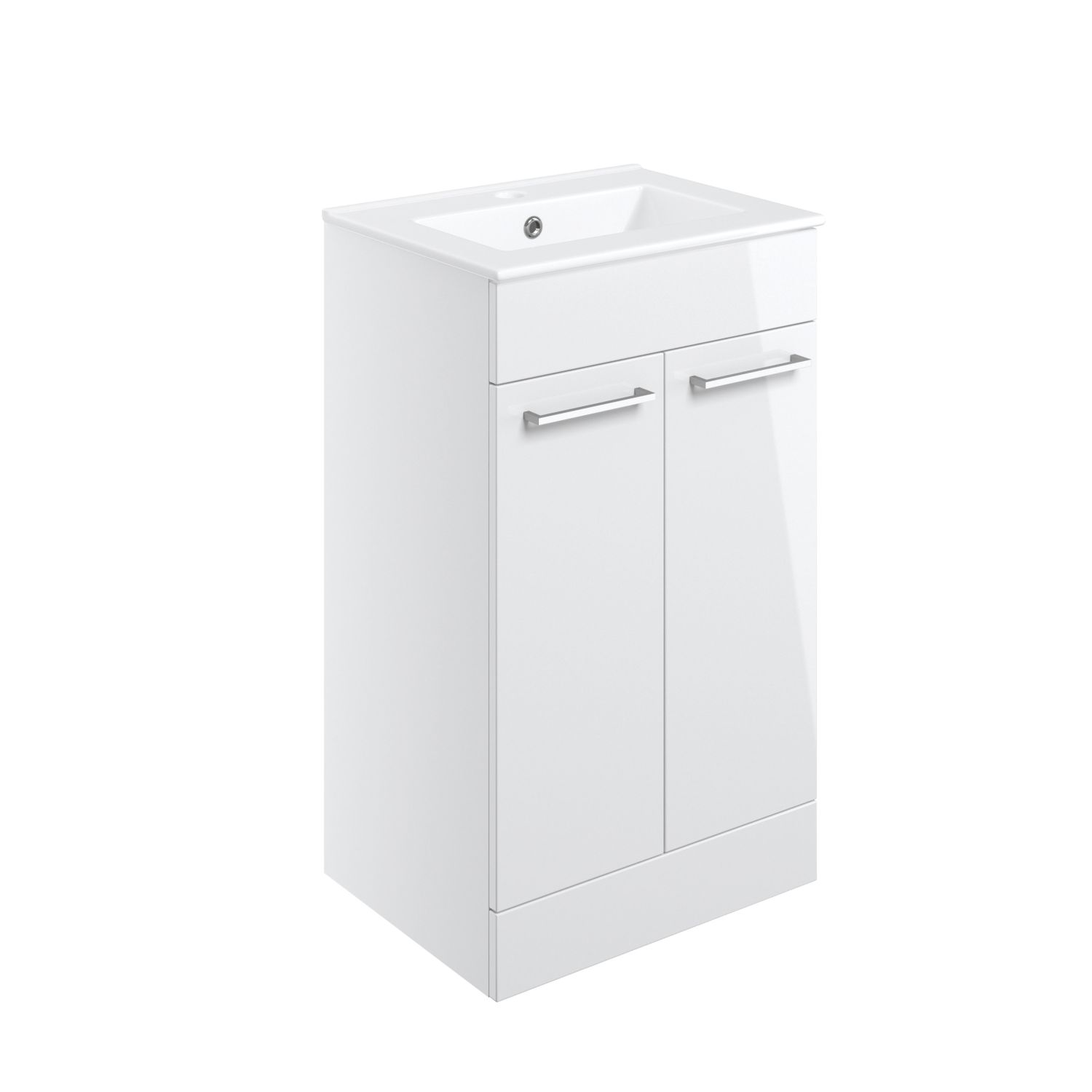 Ohio 2-Door Bathroom Vanity Unit with Ceramic Basin Gloss White 510mm x 390mm x 848mm (926AE)