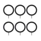 Renaissance Matt Black Metal Curtain Rings 19mm 6 Pack