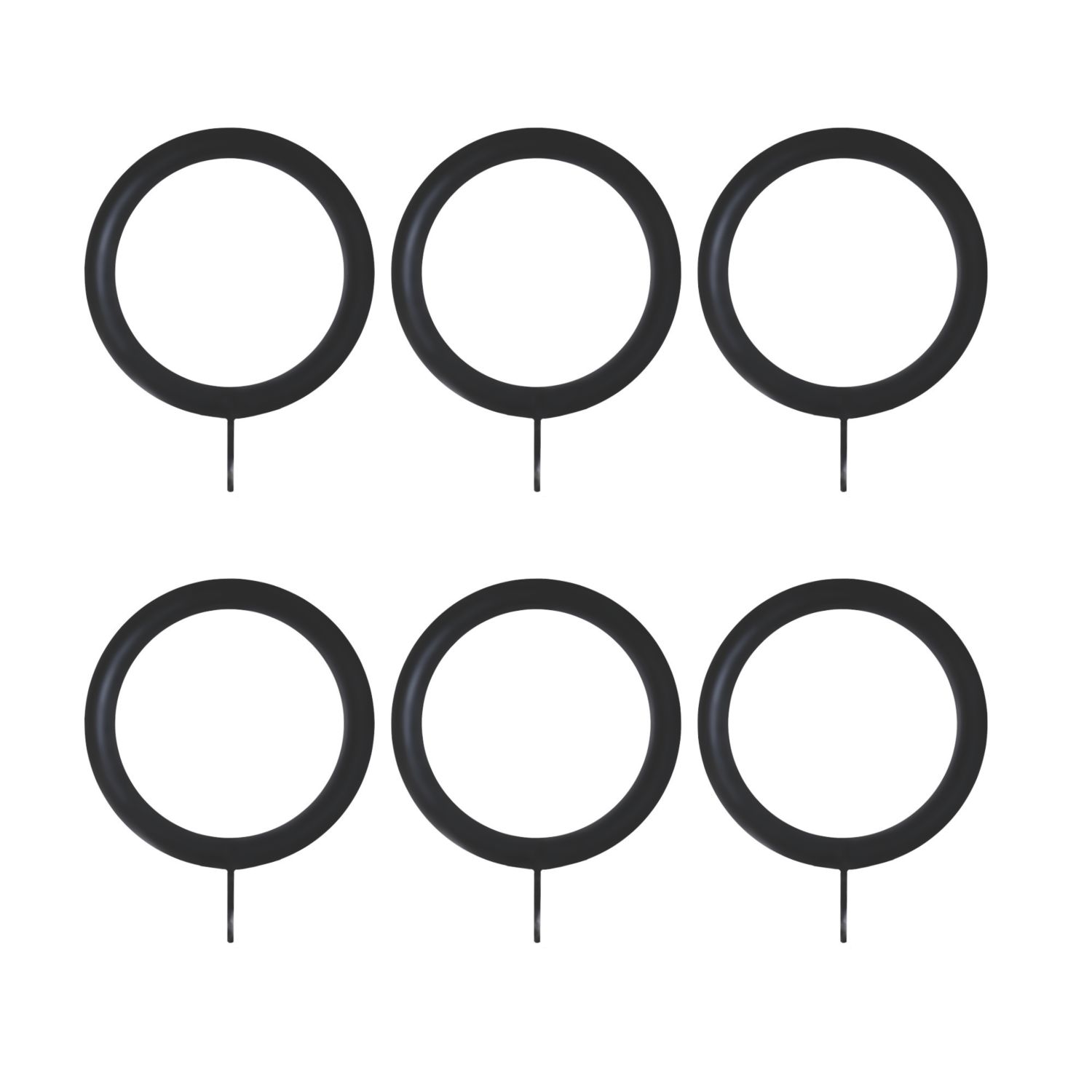 Renaissance Matt Black Metal Curtain Rings 19mm 6 Pack (926CK)