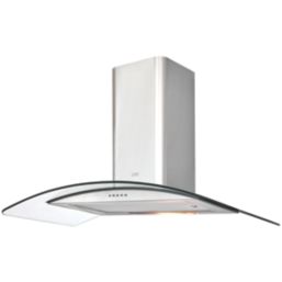 Cooke & Lewis  Curved Glass Hood Stainless Steel 900mm