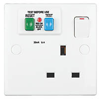 Schneider Electric Exclusive Square Edge 30mA 1-Gang 2P+E Switched Passive RCD Socket White