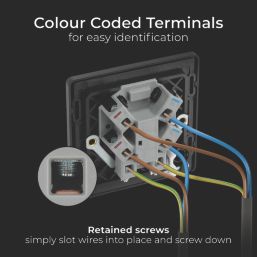 British General Evolve 13A Unswitched Fused Spur with LED Matt Black with Black Inserts