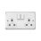 MK Contoura 13A 2-Gang DP Switched Plug Socket Grey  with White Inserts