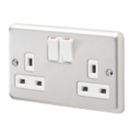 MK Contoura 13A 2-Gang DP Switched Plug Socket Grey  with White Inserts