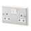 MK Contoura 13A 2-Gang DP Switched Plug Socket Grey  with White Inserts