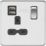 Knightsbridge SFR9124PC 13A 1-Gang SP Switched Socket + 2.4A 2-Outlet Type A USB Charger Polished Chrome with Black Inserts