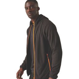 Regatta Navigate Hooded Zip Fleece Black/Orange Pop 2X Large 47" Chest