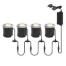 Zink Lapin 40mm Outdoor Round LED Deck Lights Kit Stainless Steel 3W 250lm