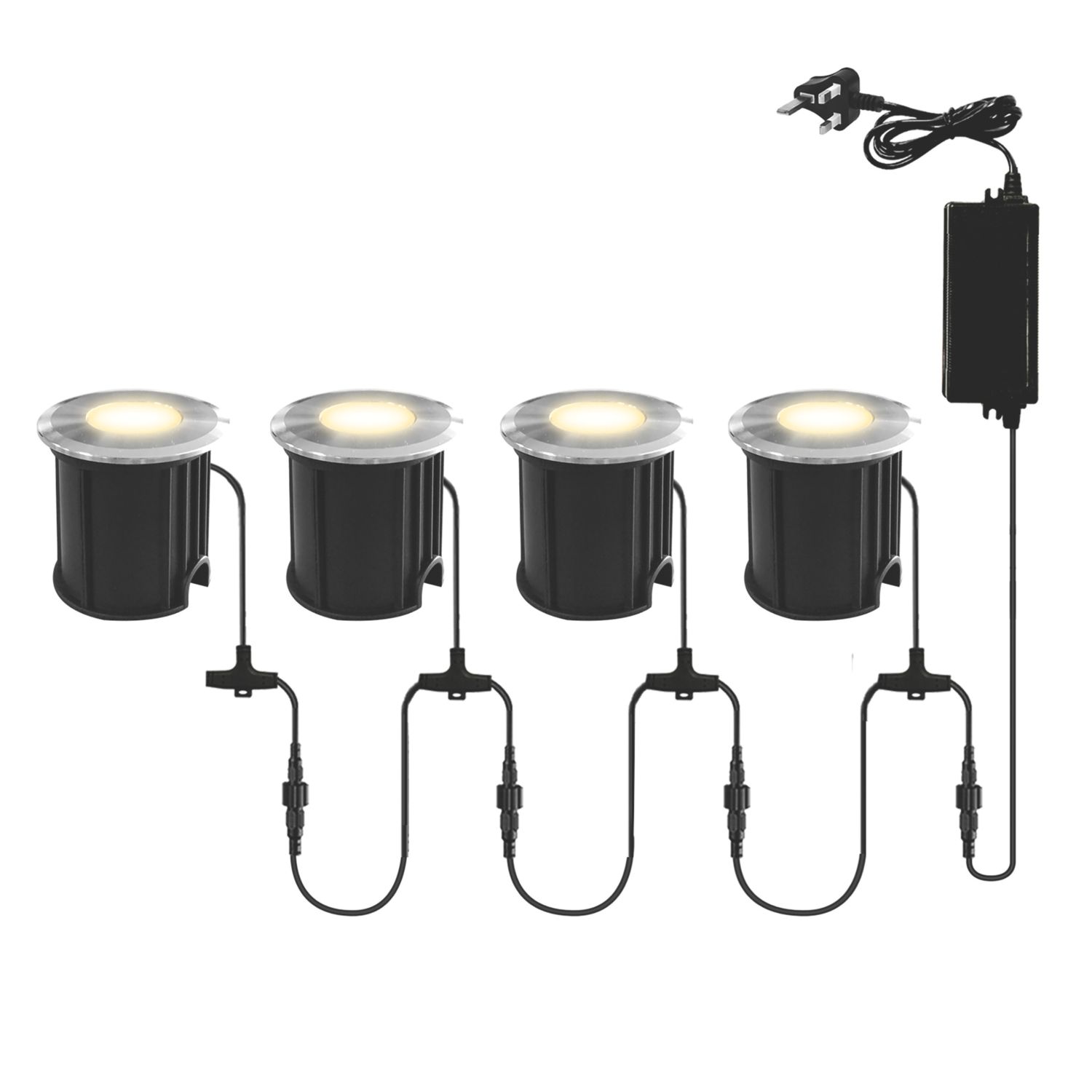Zink Lapin 40mm Outdoor Round LED Deck Lights Kit Stainless Steel 3W 250lm (926VJ)