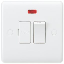 Knightsbridge Curved Edge 13A Switched Fused Spur & Flex Outlet with Neon White