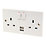 13A 2-Gang DP Switched Socket + 2.1A 10.5W 2-Outlet Type A USB Charger White