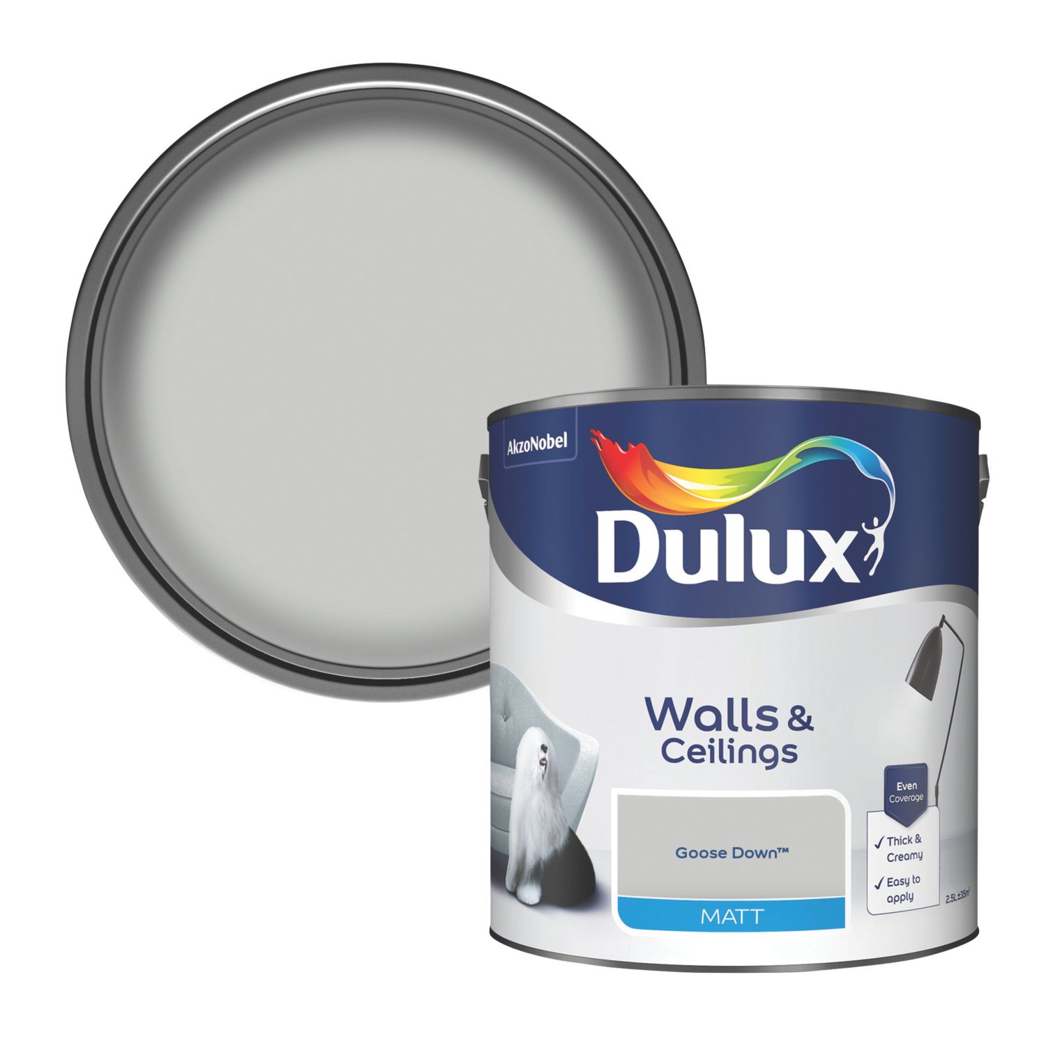 Dulux 2.5Ltr Goose Down Matt Emulsion Paint (9277K)
