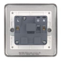 Hager Sollysta WRS51BSW 5A 1-Gang Unswitched Round Pin Socket Brushed Steel with White Inserts