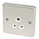 Hager Sollysta WRS51BSW 5A 1-Gang Unswitched Round Pin Socket Brushed Steel with White Inserts