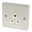 Hager Sollysta WRS51BSW 5A 1-Gang Unswitched Round Pin Socket Brushed Steel with White Inserts