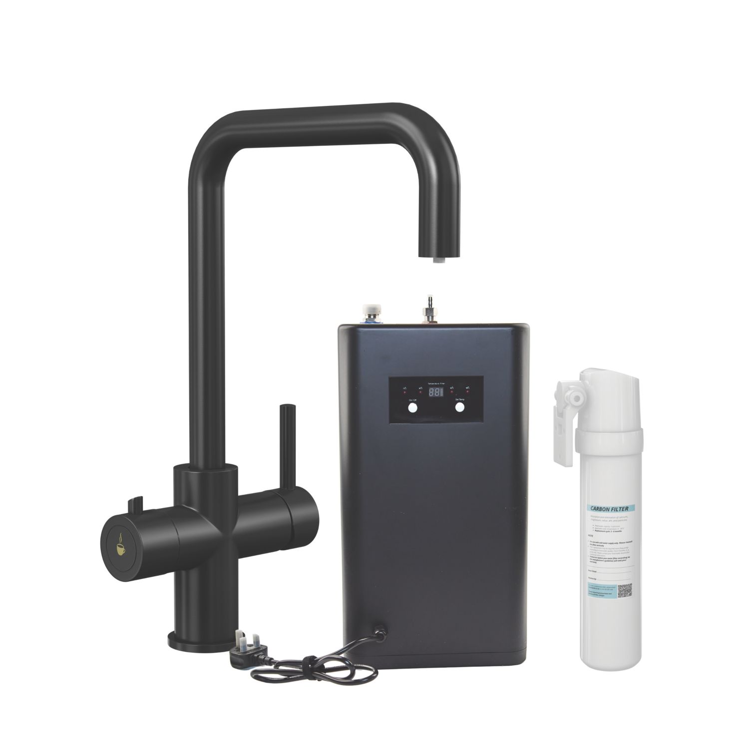 ETAL Elise 3-in-1 Instant Boiling Water Kitchen Tap Matt Black (927AX)