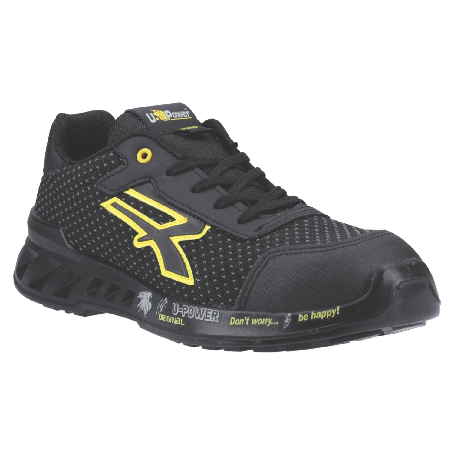 U-Power Matt Lightweight Size 10 Black Water-Resistant Safety Trainers (927AY)