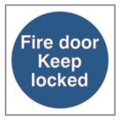 Non Photoluminescent "Fire Door Keep Locked" Sign 100mm x 100mm