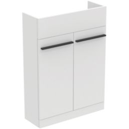 Ideal Standard i.life S Semi-Countertop Floorstanding Basin Unit with Black Handles & Basin Matt White 602mm x 360mm x 888mm